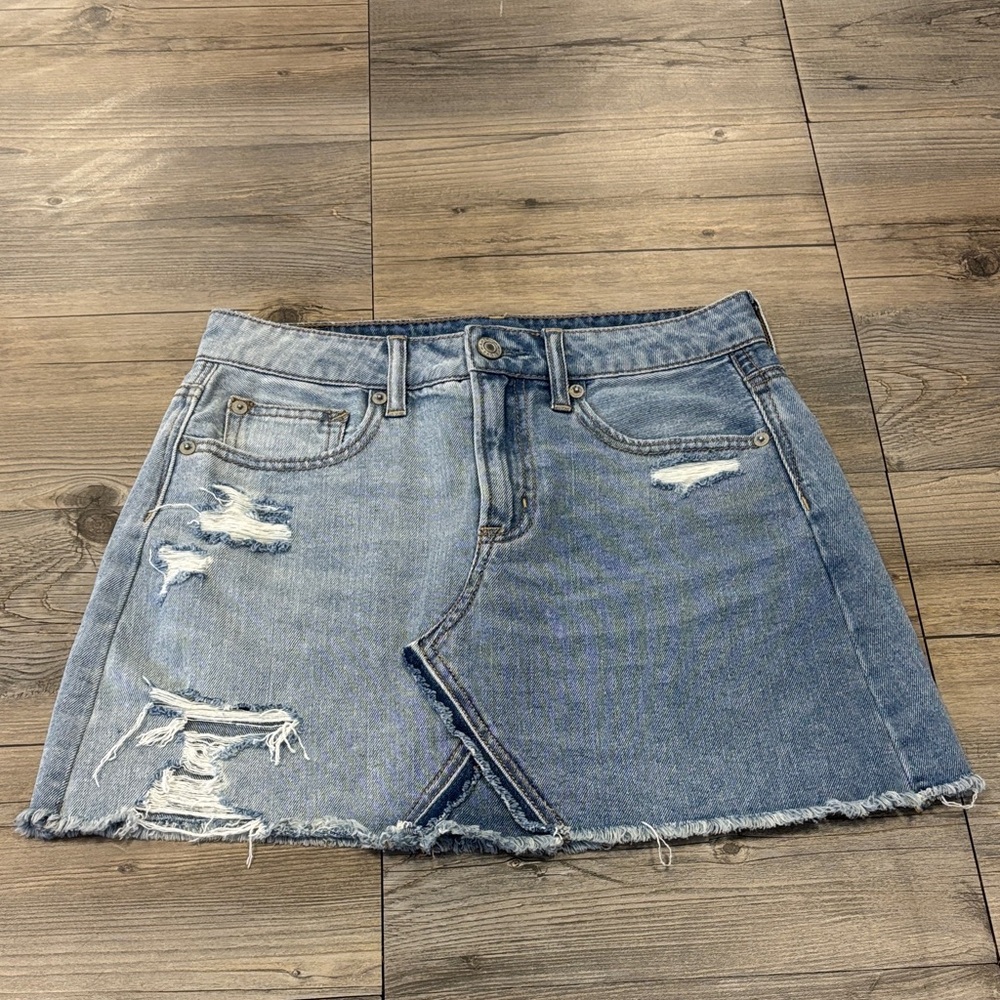 American Eagle Outfitters Blue Distressed Mini Skirt